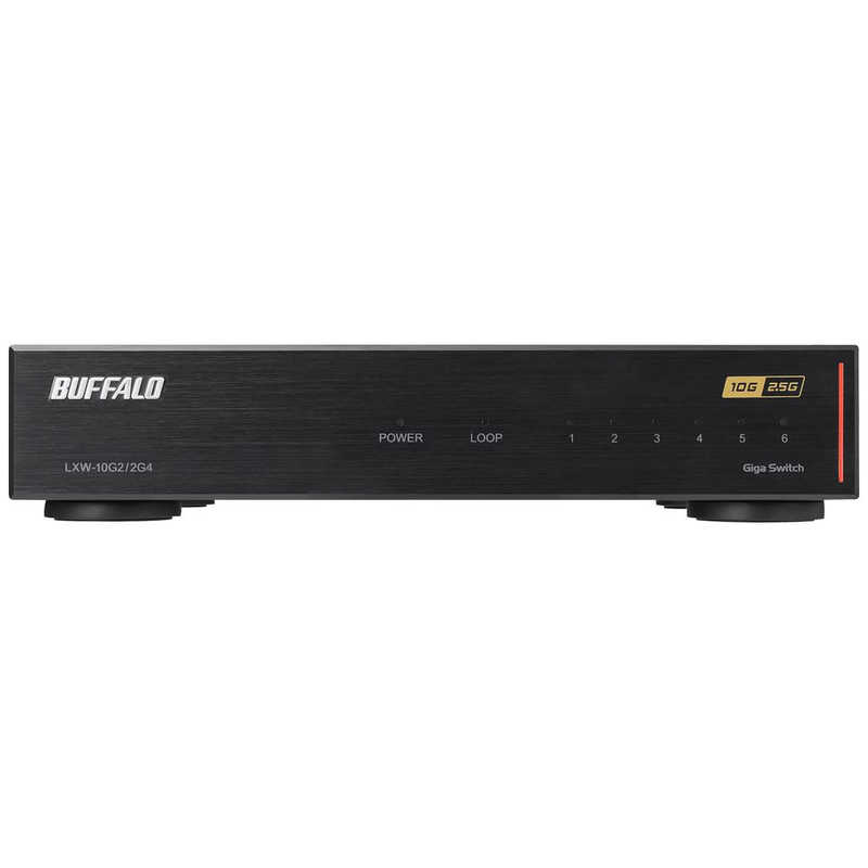 BUFFALO BUFFALO 10GbE 2ポート 2.5GbE 4ポート スイッチングHub LXW-10G2/2G4 ブラック LXW-10G2/2G4 ブラック