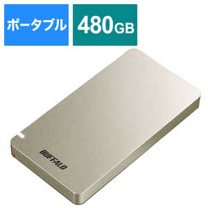 BUFFALO 【アウトレット】外付けSSD パソコン用 [ポｰタブル型 /480GB] SSD-PGM480U3-G ゴ－ルド