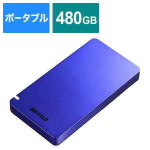 BUFFALO USB3.1(Gen2)ﾎﾟｰﾀﾌﾞﾙSSD 480GB ﾌﾞﾙｰ　ﾌﾞﾙｰ SSD-PGM480U3-L ブル－