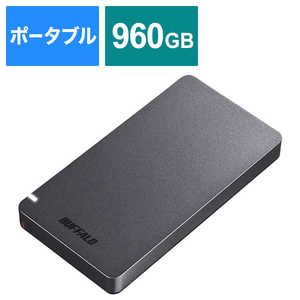 BUFFALO 【アウトレット】外付けSSD パソコン用 [ポータブル型 /960GB] ブラック SSDPGM960U3B