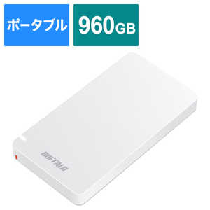 BUFFALO 外付けSSD パソコン用 [ポータブル型 /960GB] SSD-PGM960U3-W ホワイト