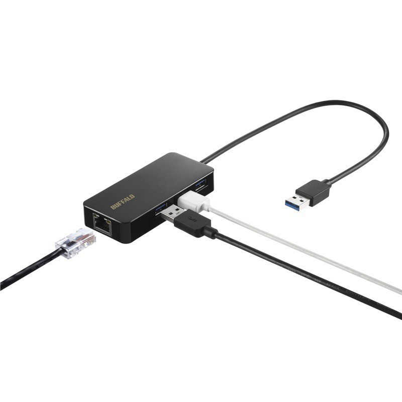 BUFFALO BUFFALO [USB-A オス→メス LAN / USB-Ax3] 変換アダプタ ブラック LUD-U3-AGHBK LUD-U3-AGHBK