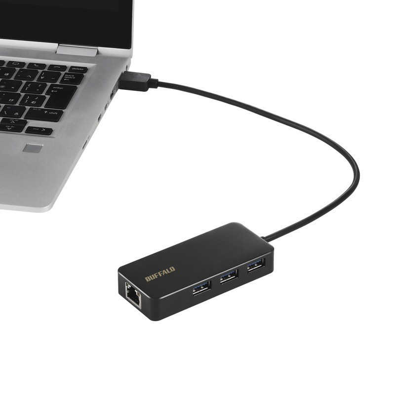 BUFFALO BUFFALO [USB-A オス→メス LAN / USB-Ax3] 変換アダプタ ブラック LUD-U3-AGHBK LUD-U3-AGHBK