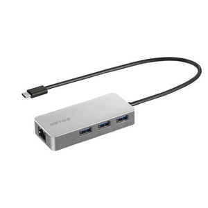 BUFFALO [USB-C オス→メス LAN / USB-Ax3] 変換アダプタ シルバー LUD-U3-CGHSV