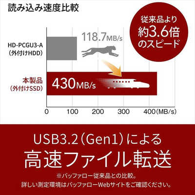 BUFFALO 外付けSSD ポータブル 1.0TB スティック型 PS4対応 テレビ録画 