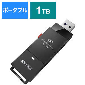 BUFFALO 外付けSSD ポータブル 1.0TB スティック型 PS4対応 テレビ録画対応 ブラック ブラック SSDPUT1.0U3BKA