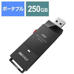 BUFFALO 外付けSSD ポｰタブル 250GB スティック型 PS4対応 テレビ録画対応 SSD-PUT250U3-BKA