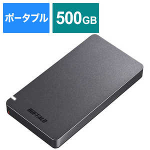 BUFFALO 【アウトレット】SSD-PGM500U3-BC 外付けSSD USB-C＋USB-A接続 (PS対応) ブラック [500GB /ポータブル型] SSD-PGM500U3-BC
