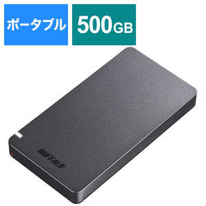 BUFFALO SSD-PGM500U3-BC 外付けSSD USB-C＋USB-A接続 (PS対応) ブラック [500GB /ポータブル型] SSD-PGM500U3-BC