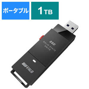 BUFFALO 外付けSSD USB-A接続 (PC・TV両対応、PS5対応) ブラック [ポータブル型 /1TB] SSD-PUT1.0U3-BKC