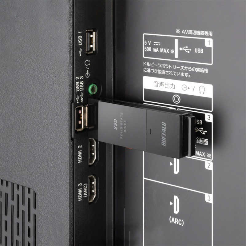 BUFFALO BUFFALO 外付けSSD USB-A接続 (PC・TV両対応、PS5対応) ブラック [ポータブル型 /500GB] SSD-PUT500U3-BKC SSD-PUT500U3-BKC