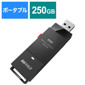 BUFFALO 外付けSSD USB-A接続 (PC・TV両対応、PS5対応) ブラック [ポータブル型 /250GB] ブラック SSDPUT250U3BKC