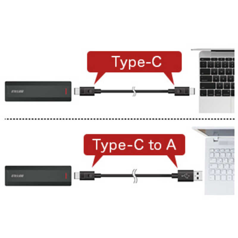 BUFFALO BUFFALO 【アウトレット】SSD-PH1.0U3-BC 外付けSSD USB-C＋USB-A接続 (PS対応) ブラック [1TB /ポータブル型] SSD-PH1.0U3-BC SSD-PH1.0U3-BC