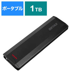BUFFALO SSD-PH1.0U3-BC 外付けSSD USB-C＋USB-A接続 (PS対応) ブラック [1TB /ポータブル型] SSD-PH1.0U3-BC