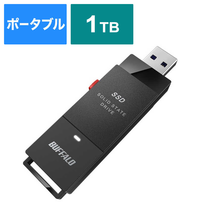 BUFFALO BUFFALO SSD-SCT1.0U3-BA PC対応 USB3.2(Gen2)　TV録画 スティック型 TypeC付属 SSD-SCT1.0U3-BA SSD-SCT1.0U3-BA