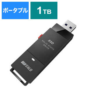 BUFFALO 【アウトレット】SSD-SCT1.0U3-BA PC対応 USB3.2(Gen2)　TV録画 スティック型 TypeC付属 SSD-SCT1.0U3-BA