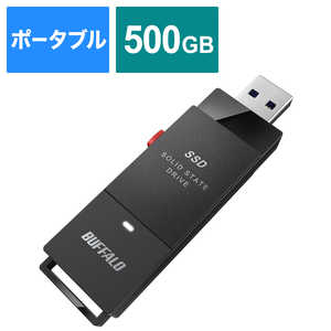 BUFFALO SSD-SCT500U3-BA PC対応 USB3.2(Gen2)　TV録画 スティック型 TypeC付属 SSDSCT500U3BA