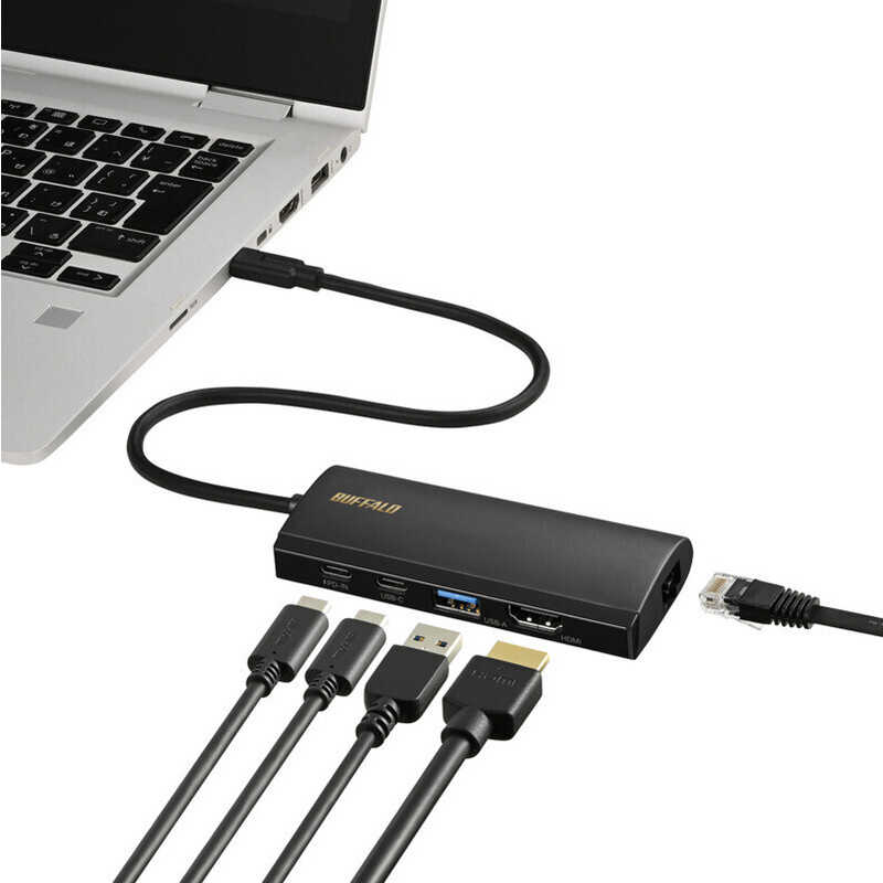 BUFFALO BUFFALO ドッキングステーション シルバー ［USB-C オス→メス HDMI / LAN / USB-A / USB-Cｘ2］ USB PD対応 100W  LUD-U3-CGHDSV LUD-U3-CGHDSV