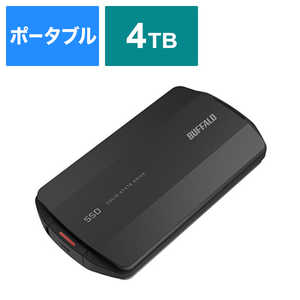 BUFFALO SSDPHP4.0U3BA 外付けSSD USB-C＋USB-A接続 PS5/PS4対応 ブラック［4TB /ポータブル型］ SSD-PHP4.0U3-BA