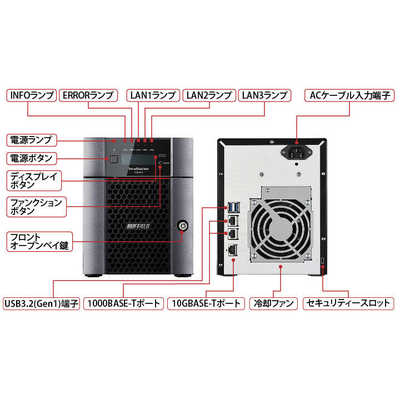 BUFFALO NAS ［64TB搭載 /4ベイ］ ブラック TS5420DN6404 の通販