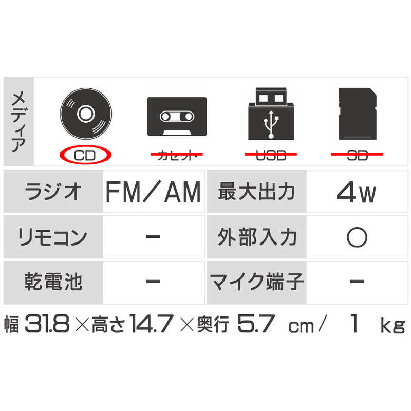 コイズミ　KOIZUMI コイズミ　KOIZUMI CDラジオ [Bluetooth対応 /ワイドFM対応] SDB-4344 ブラック SDB-4344 ブラック