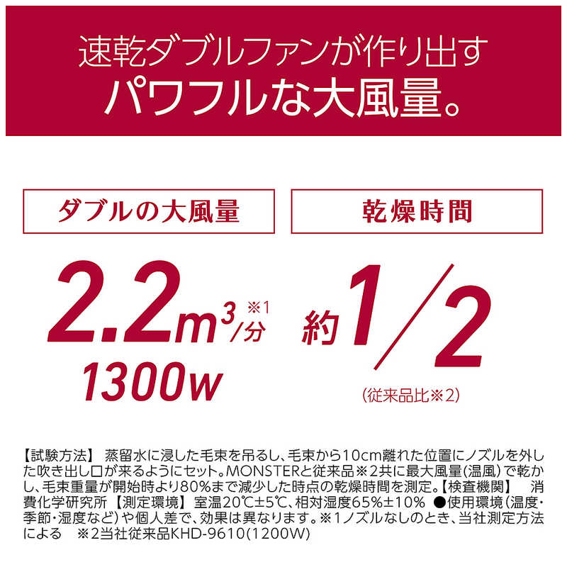 コイズミ　KOIZUMI コイズミ　KOIZUMI ダブルファンドライヤー MONSTER KHD-W775/R KHD-W775/R