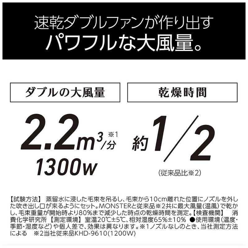 コイズミ　KOIZUMI コイズミ　KOIZUMI ダブルファンドライヤー MONSTER KHD-W775/K KHD-W775/K