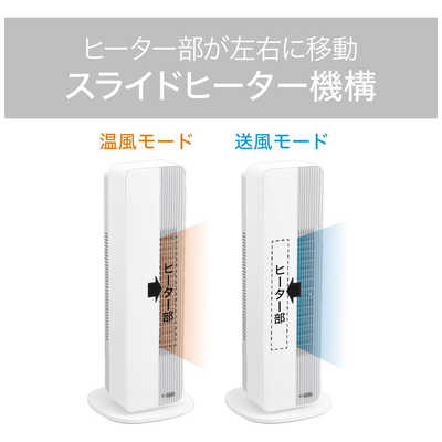 コイズミ KOIZUMI 送風機能付ファンヒーター ホット＆クール ［人感