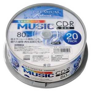HIDISC PREMIUM HIDISK CD-R音楽用 80分 ワイドエリアスピンドルケース 20枚 HDSCR80GMP20SN