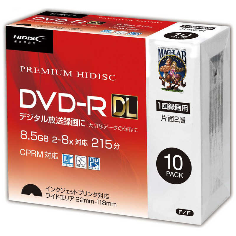 HIDISC HIDISC 録画用DVD-R [10枚/8.5GB/インクジェットプリンター対応] HDDR21JCP10SC HDDR21JCP10SC