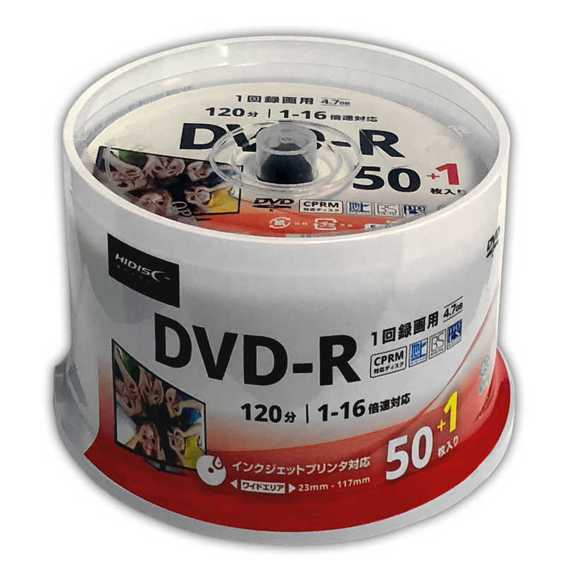 HIDISC HIDISC 録画用DVD-R 16倍速 51枚入り HDDR12JCP51 HDDR12JCP51
