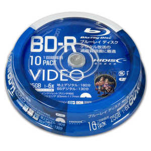 HIDISC 録画用 BD-R 1-6倍速 25GB 10枚「インクジェットプリンタ対応」 VVVBR25JP10