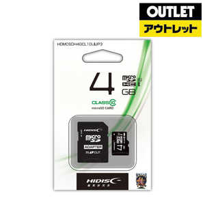 HIDISC microSDHCカード 4GB Class10 UHS-I対応 SD変換アダプタ付き アウトレット HDMCSDH4GCL10UIJP3