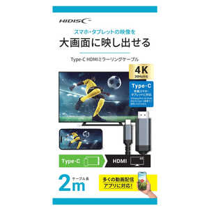 HIDISC Type-C HDMI�~���[�����O�P�[�u�� �m2m / HDMI��Type-C�n �u���b�N HD-TCHD302MSV