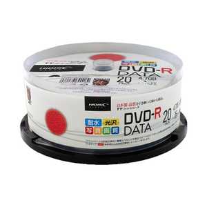 HIDISC DVD-Rデータ用 16倍速 4.7GB写真画質光沢ホワイトワイドプリンタブル TYDR47JNPW20SP