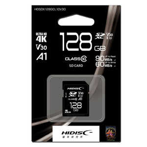 HIDISC 超高速SDXCカード128GB CLASS10 UHS-I class3 A1対応 HDSDX128GCL10V30