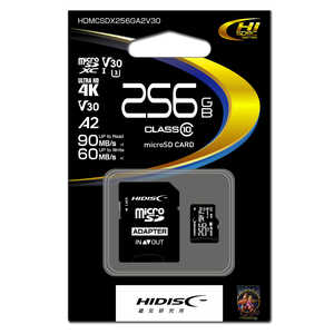 HIDISC microSDXCカード アダプター付き (Class10/256GB) HDMCSDX256GA2V30