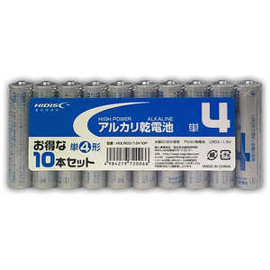 HIDISC 「単4形」10本 アルカリ乾電池 HDLR03/1.5V10P HIDISC 「単4形」10本 アルカリ乾電池 HDLR03/1.5V10P
