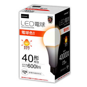 HIDISC LED電球 一般電球40W相当 電球色 [E26 /電球色 /1個 /40W相当 /一般電球形 /全方向タイプ] HDLED40W2700K