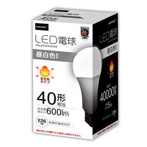 HIDISC LED電球 一般電球40W相当 昼白色 [E26 /昼白色 /1個 /40W相当 /一般電球形 /全方向タイプ] HDLED40W5000K