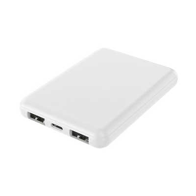 HIDISC 薄型軽量 5000mAh モバイルバッテリー ［3ポート］ ホワイト