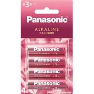 パナソニック　Panasonic カラーアルカリ乾電池単3形4本パック LR6LJP/4B (ピンク)