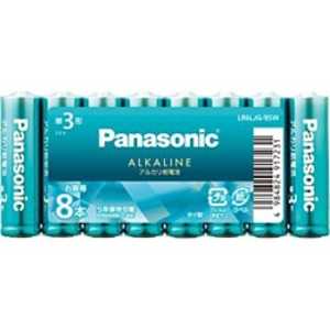 パナソニック　Panasonic ｢単3形乾電池｣カラーアルカリ乾電池 8本パック LR6LJG/8SW (アクアグリｰン)