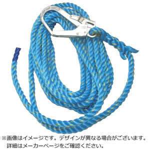 まつうら工業 青色ニュｰテトロン親綱(垂直用)16mmΦ×10m片側フック付  NEWTETORON1610BLUE