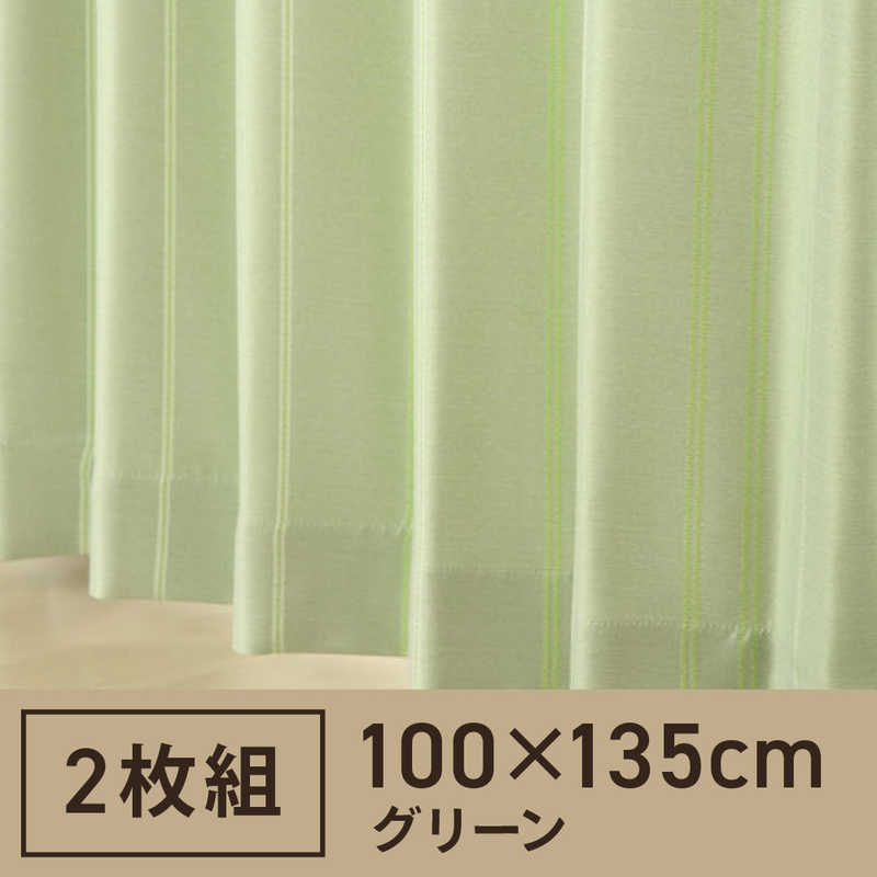 東京シンコール 東京シンコール 2枚組 ドレープカーテン ストーム(100×135cm/グリーン)  