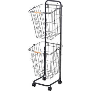 東谷 バスケットワゴン(ブラック/W37×D40×H107cm) 東谷 バスケットワゴン(ブラック/W37×D40×H107cm)