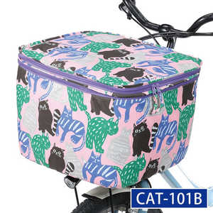 カワスミ 2段式前カゴカバー ネコ柄シリーズ キャットパラダイス CAT-101B