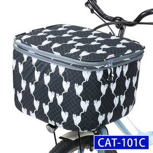 カワスミ 2段式前カゴカバー ネコ柄シリーズ ホワイトキャット CAT-101C