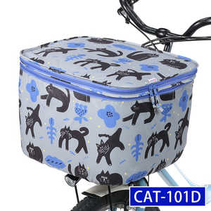 カワスミ 2段式前カゴカバー ネコ柄シリーズ ブルーキャット CAT-101D