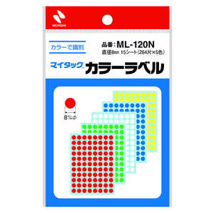 ニチバン マイタック ラベル カラーラベル 〔88片×3シート×5色〕 混み色 ML-120N